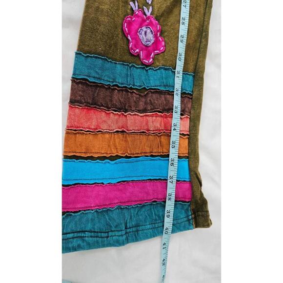 K.P.C. Women's Handmade Bohemian Floral Embroidered Pants-Olive Green XXL - Picture 7 of 8